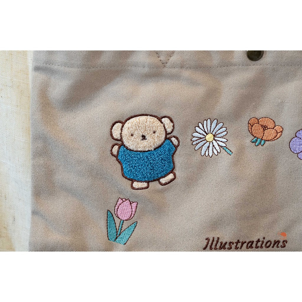 現貨| MIFFY米飛兔 刺繡花花帆布包 單肩包 手提包