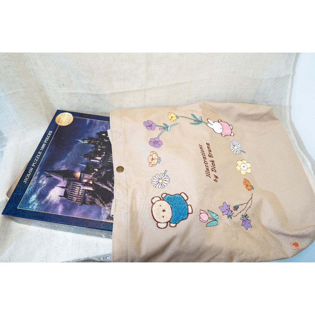 現貨| MIFFY米飛兔 刺繡花花帆布包 單肩包 手提包
