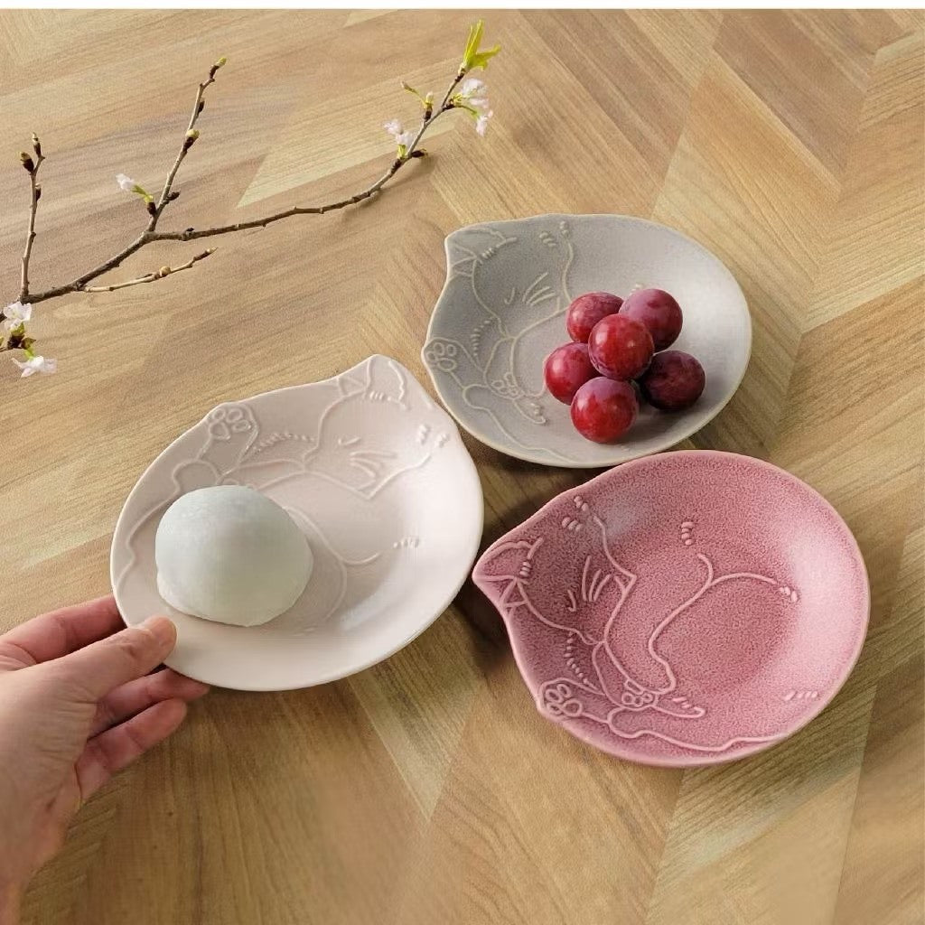 日本製 美濃燒 陶瓷 餐具 餐盤 貓咪造型盤子