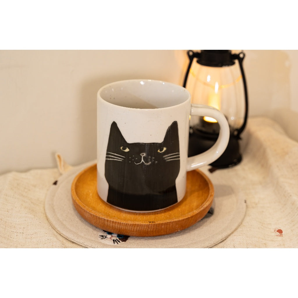 日本岐阜製 美濃燒 限量 陶瓷 黑貓馬克杯