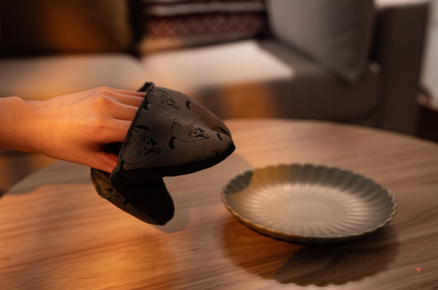 貓咪插畫隔熱手套墊