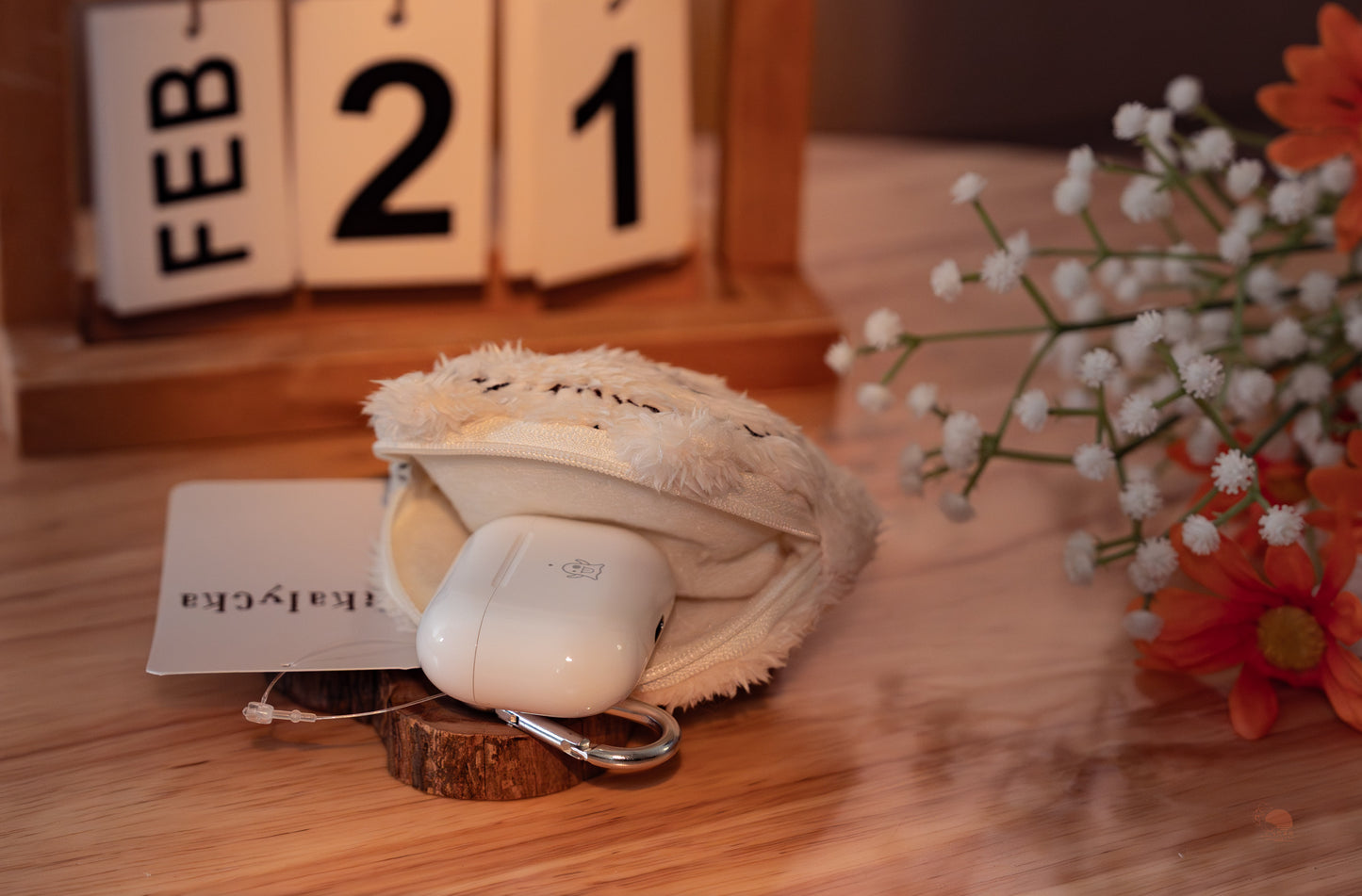 慵懶貓咪絨毛耳機吊飾掛包