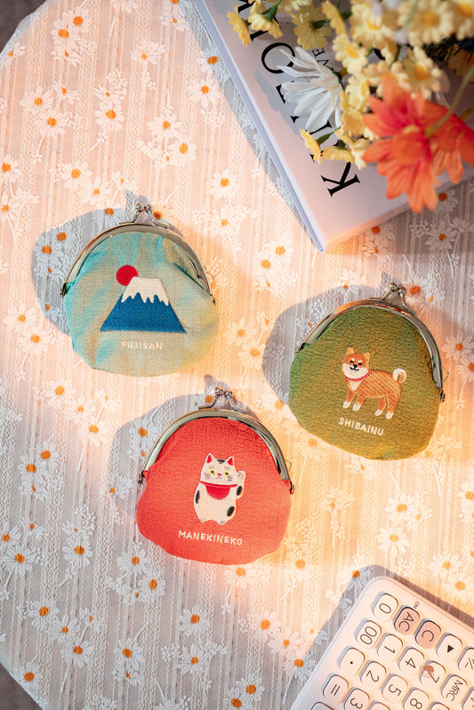 日式刺繡零錢包