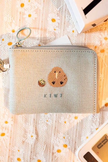 超萌動物刺繡零錢包 附 伸縮卡套功能