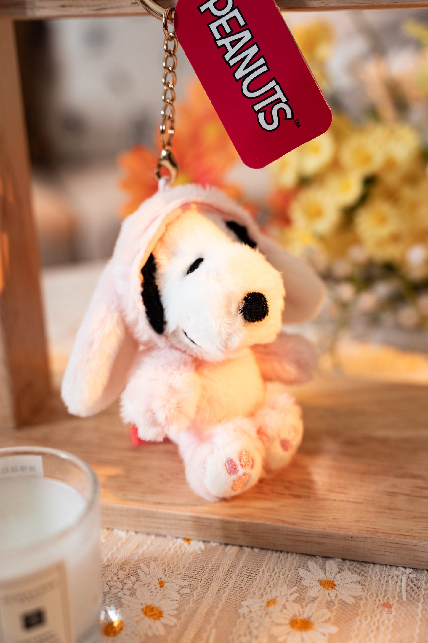 SNOOPY | 限量櫻花粉 史努比 垂耳兔吊飾