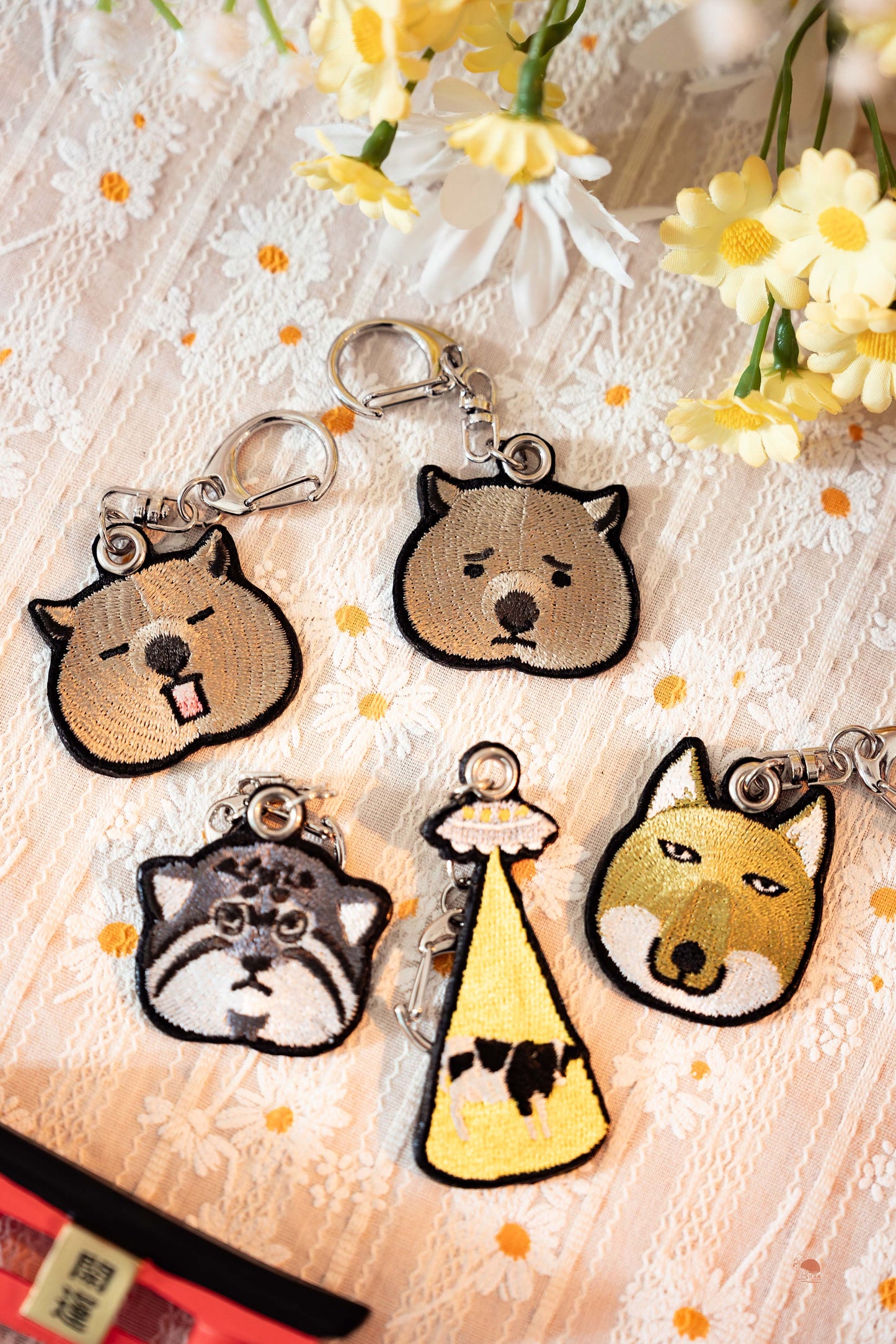 動物雙面刺繡鑰匙圈