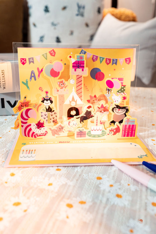 Disney | 貓咪系列立體紙雕生日賀卡