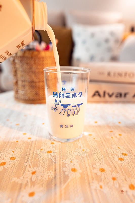 貓印牛奶復古玻璃杯