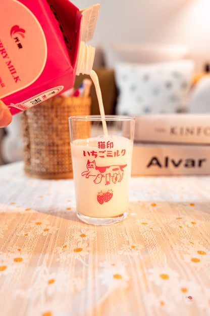 貓印牛奶復古玻璃杯