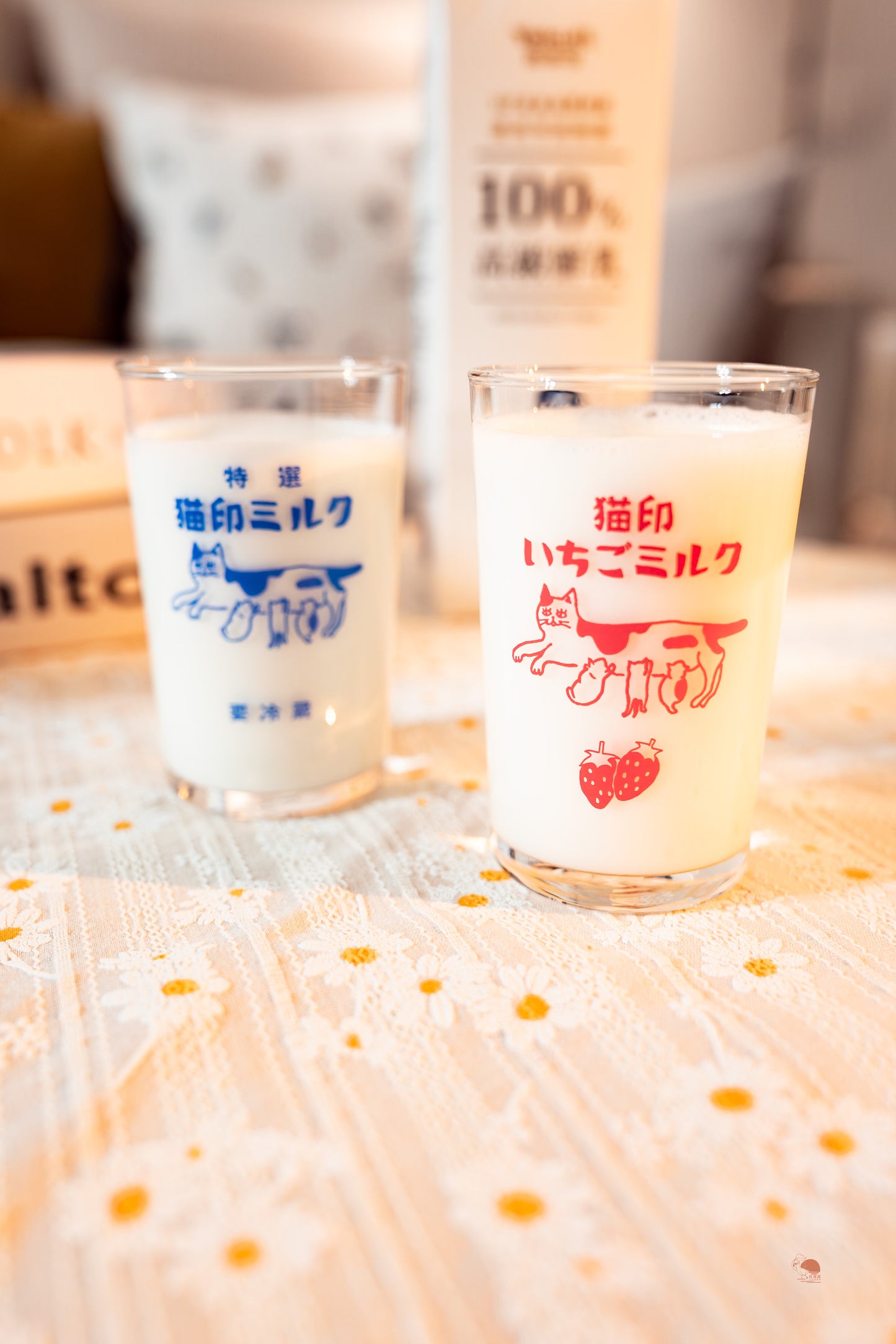 貓印牛奶復古玻璃杯