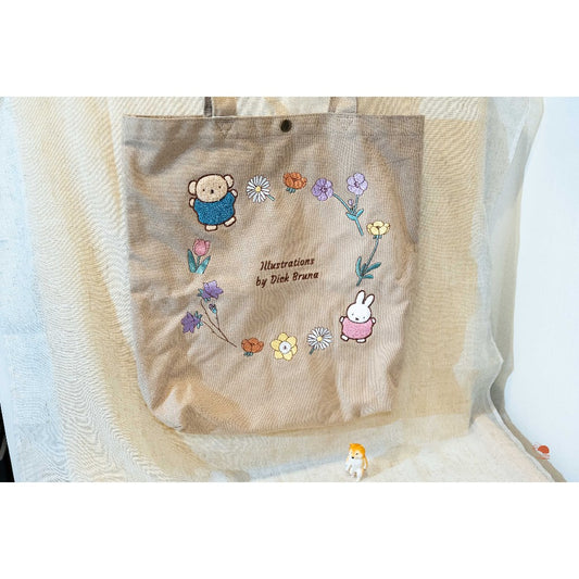 現貨｜ MIFFY米飛兔 刺繡花花帆布包 單肩包 手提包