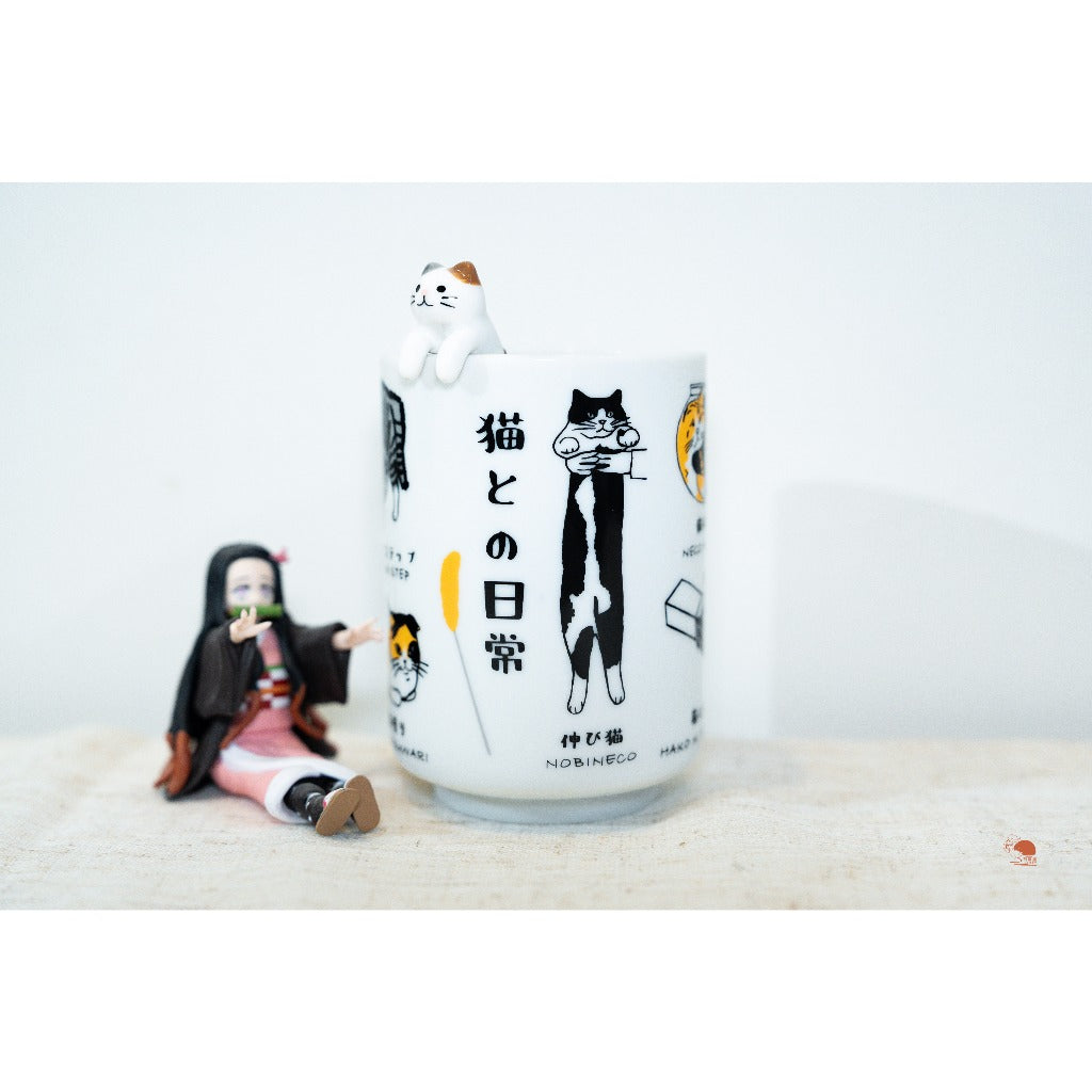現貨 | 日本製 美濃燒 手繪風貓咪日常 壽司湯吞杯 茶杯