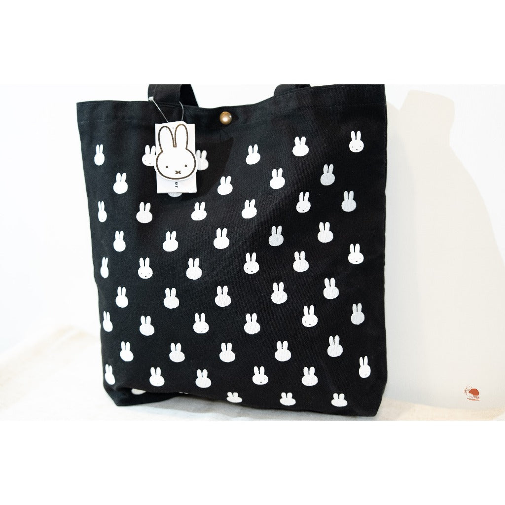 現貨｜MIFFY 米飛兔 黑底米飛兔刺繡印花 帆布肩背 手提托特包 提袋