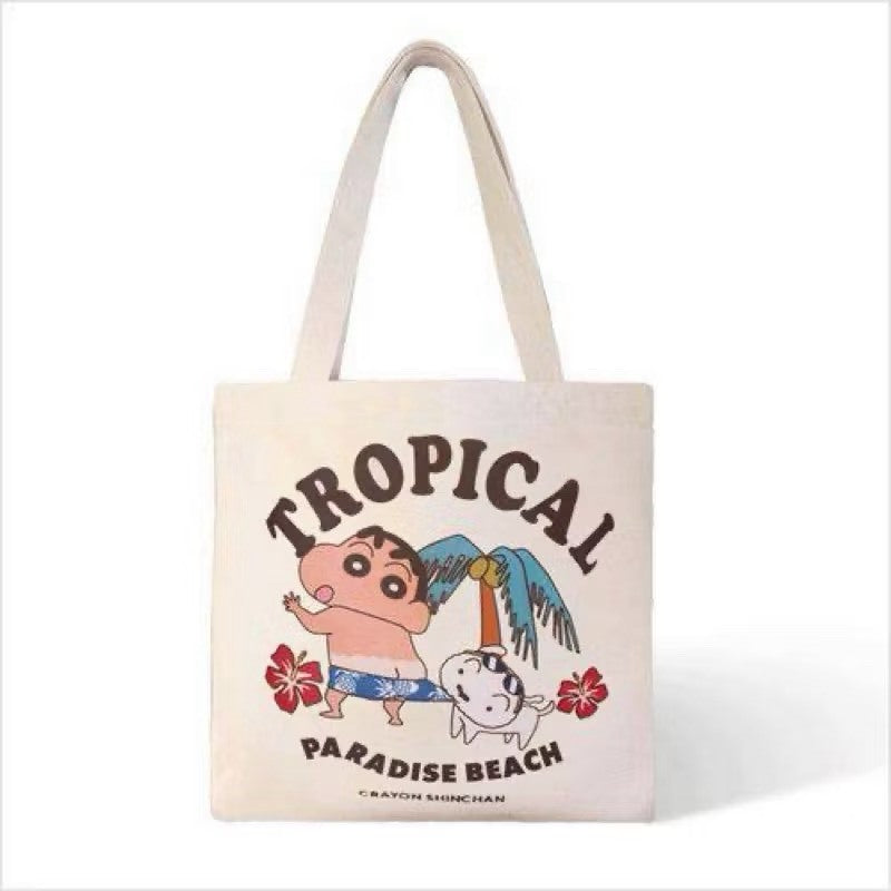 現貨 日本 蠟筆小新 TROPICAL 海灘度假風 衝浪 帆布托特包 大容量收納 手提袋 購物袋