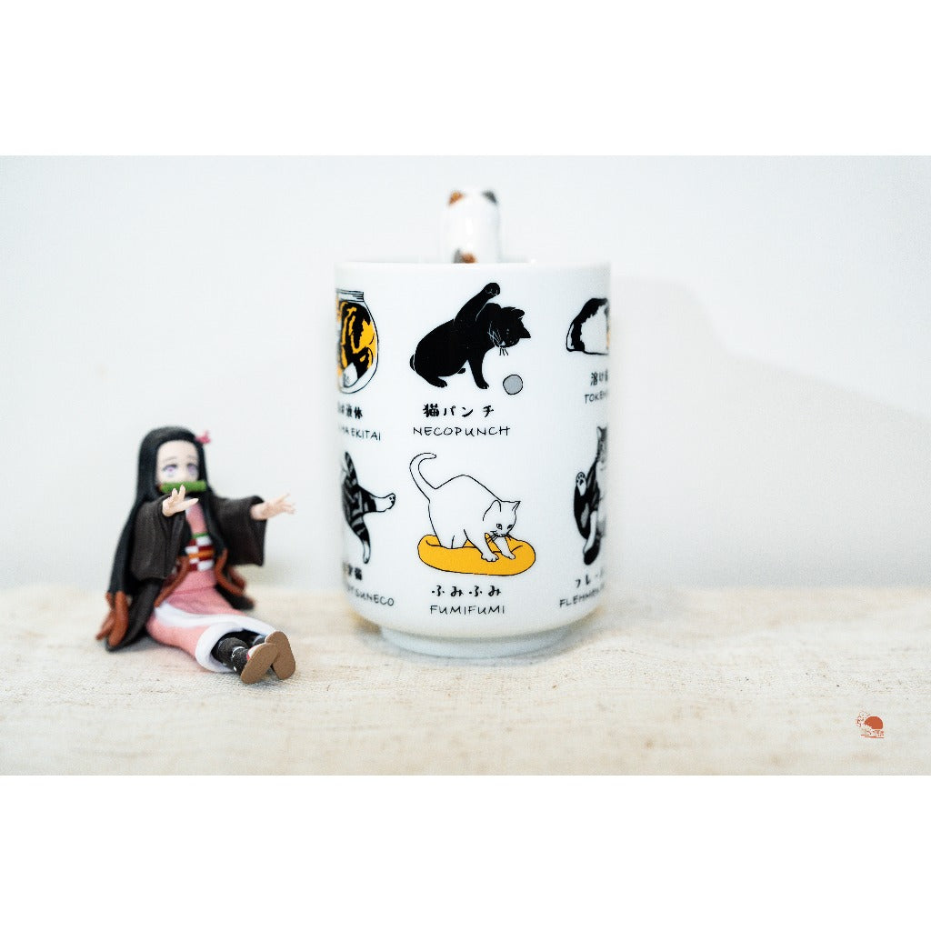 現貨 | 日本製 美濃燒 手繪風貓咪日常 壽司湯吞杯 茶杯