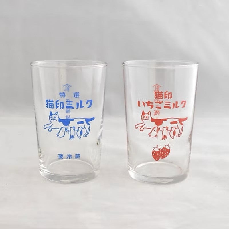 現貨 | 日本製 星羊社 昭和復古懷舊風 貓印牛奶 復古玻璃杯