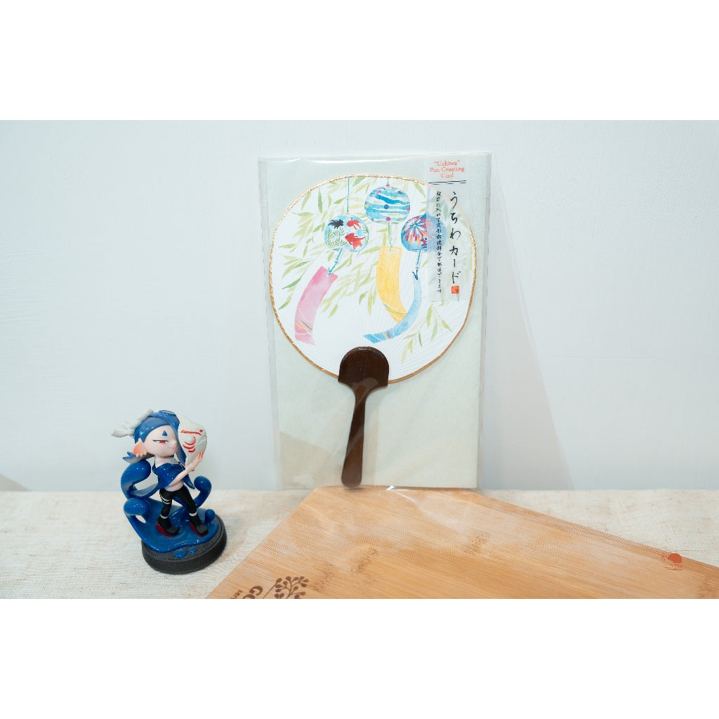 現貨 日本製精選  夏日風 團扇卡片 彩色手繪風迷你紙扇 祝福賀卡 文具