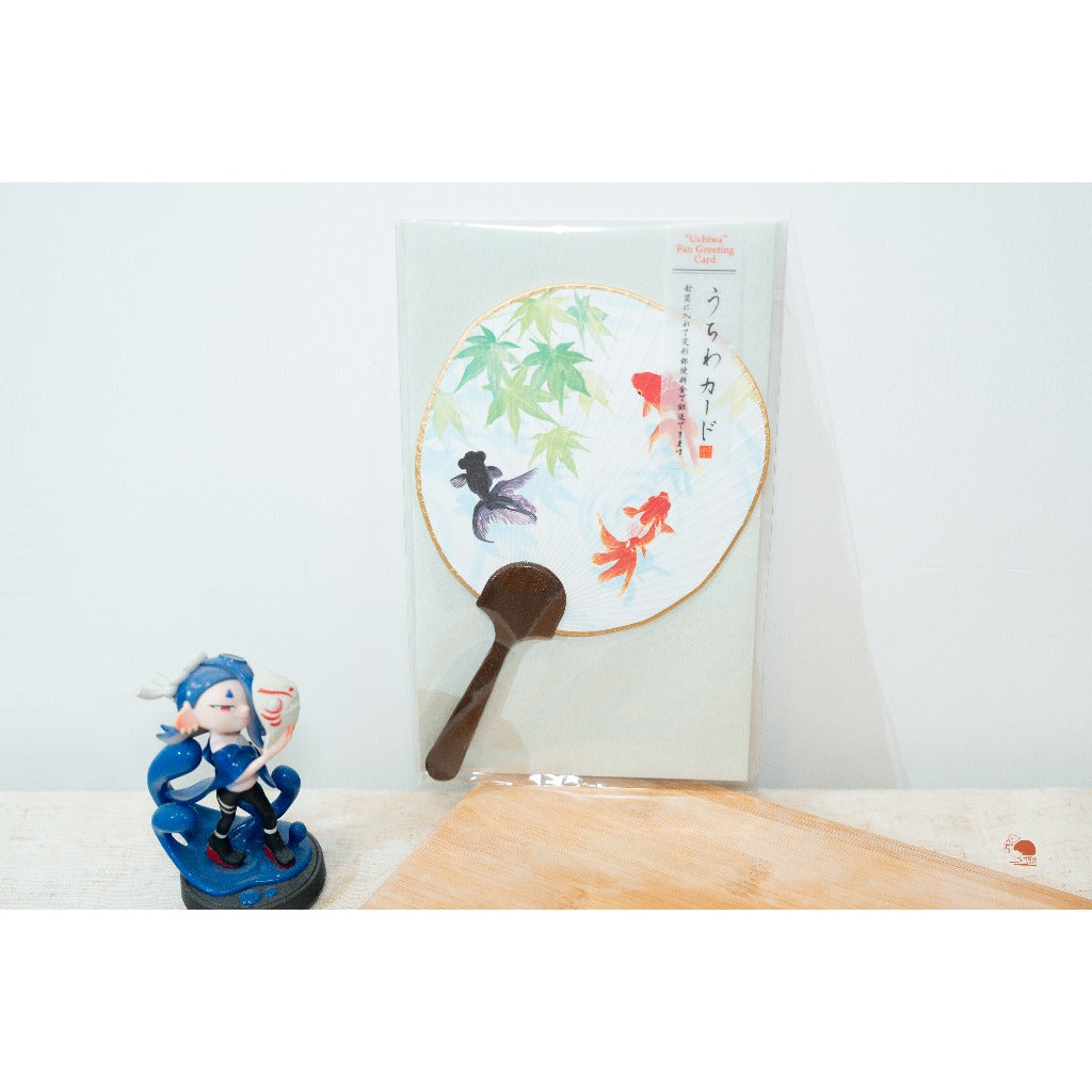 現貨 日本製精選  夏日風 團扇卡片 彩色手繪風迷你紙扇 祝福賀卡 文具