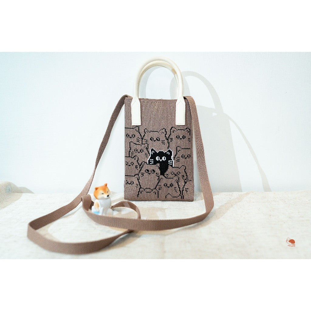 現貨｜日本 療癒系 貓咪造型 日式針織斜背包 手機包 禮物