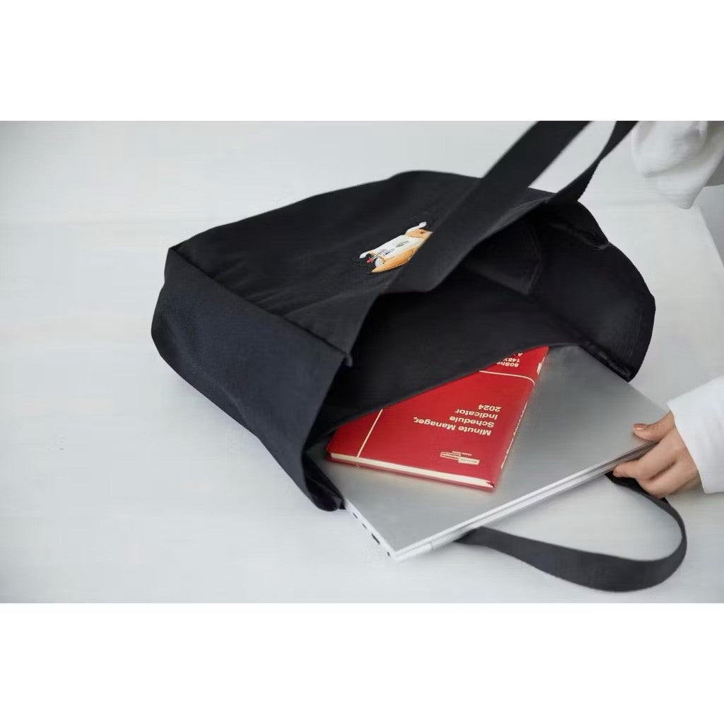 現貨 日本 麵包小偷 官方MOOK附錄 刺繡黑色帆布包 托特包 大容量 肩背包