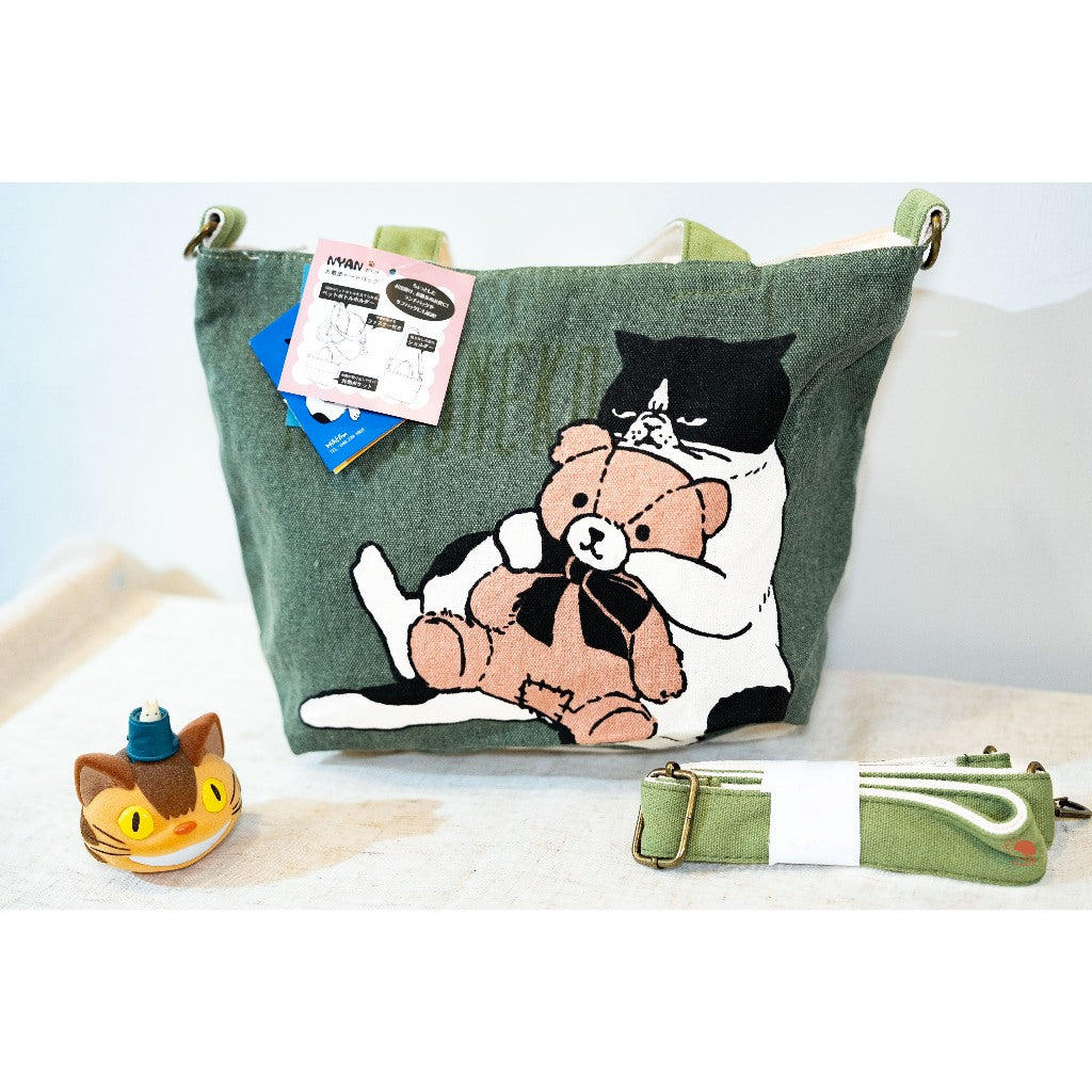 現貨｜日本品牌 Matsuneko 貓咪 帆布隨身多功能提袋 肩背包