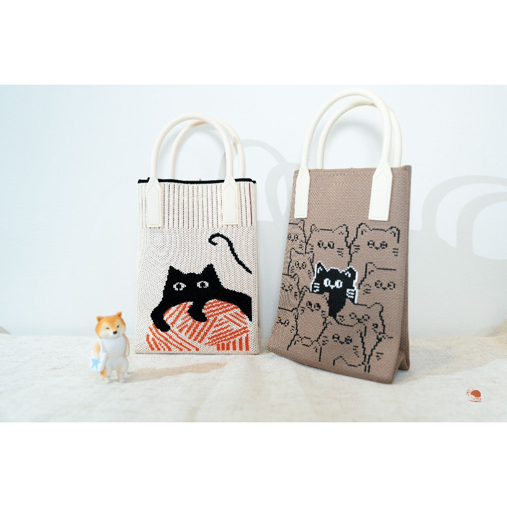 現貨｜日本 療癒系 貓咪造型 日式針織斜背包 手機包 禮物