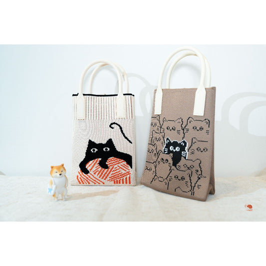 現貨｜日本 療癒系 貓咪造型 日式針織斜背包 手機包 禮物