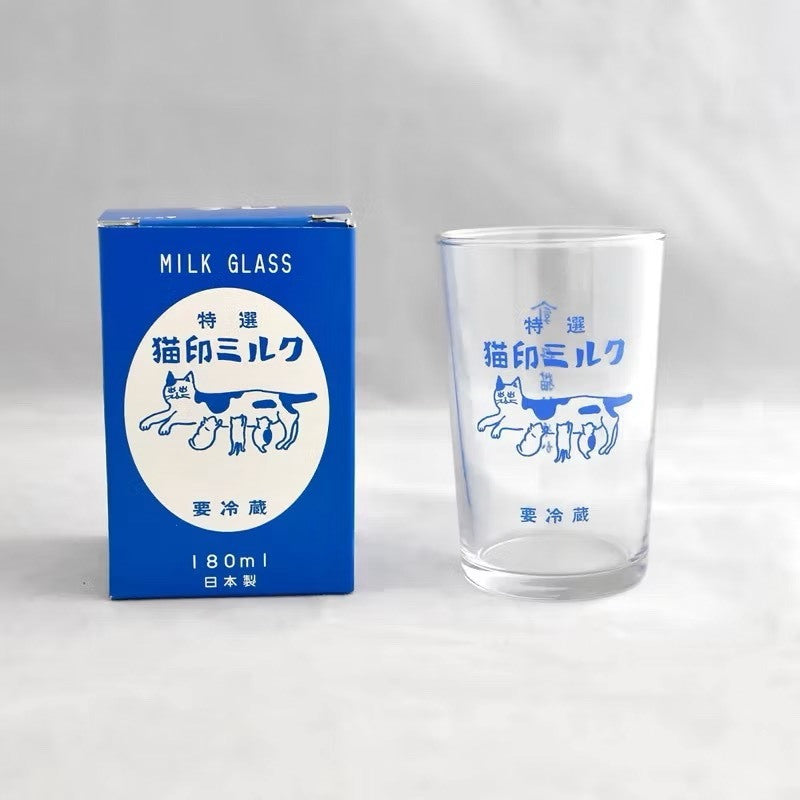 現貨 | 日本製 星羊社 昭和復古懷舊風 貓印牛奶 復古玻璃杯